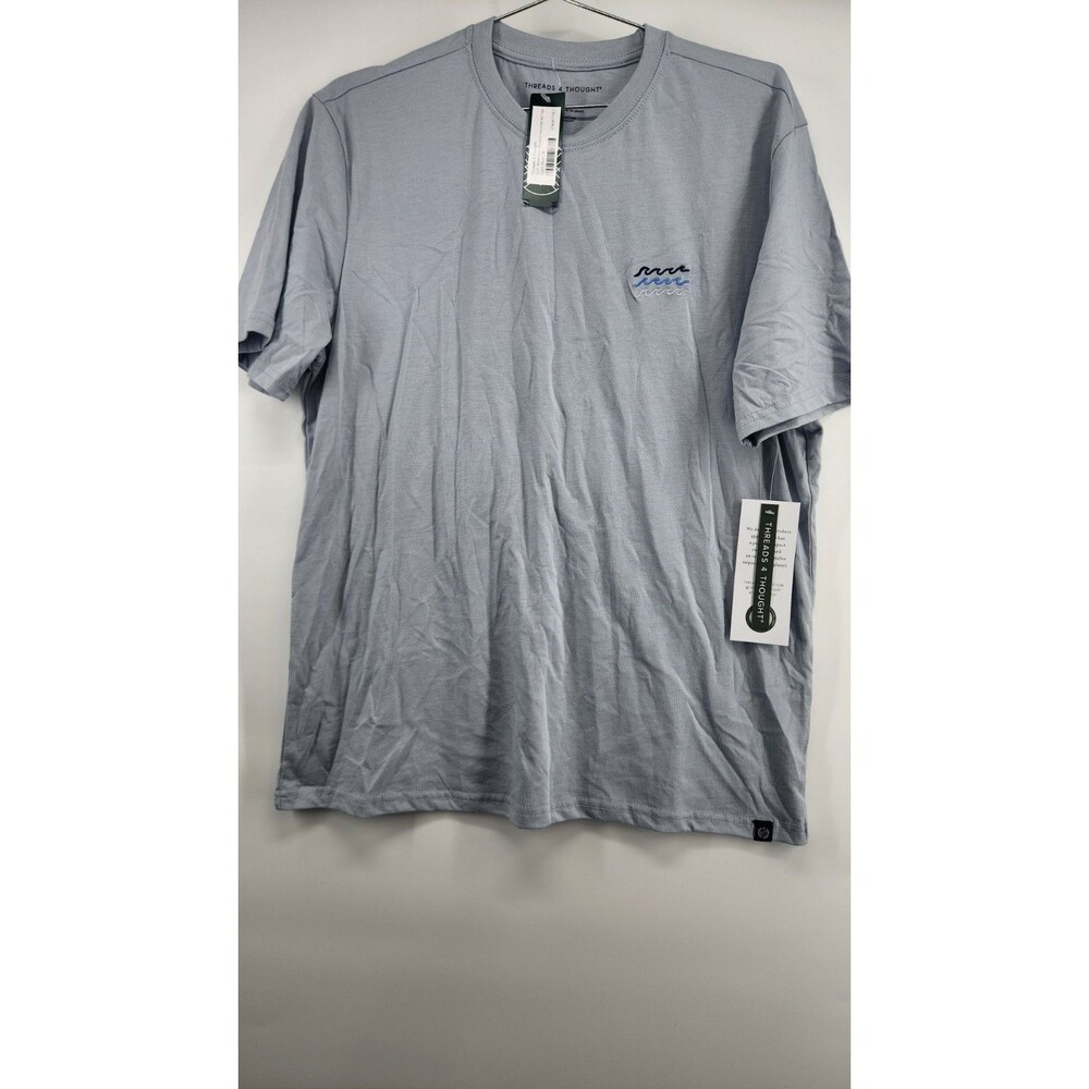 Threads 4 Thought Men's Light Blue Medium Soft Wash Kea Wave Embroidered Shirt